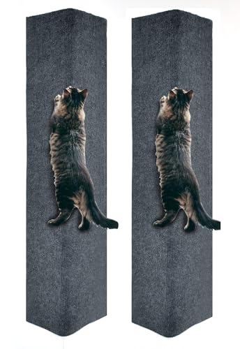 MIAOGE®[200cmx40cm] Selbstklebend Kratzteppich Katze Wand,Kratzmatte Katze,Kratzbretter Katze Wand,Kratzbrett Katzen(Dunkelgrau, 2 Stück) von MIAOGE