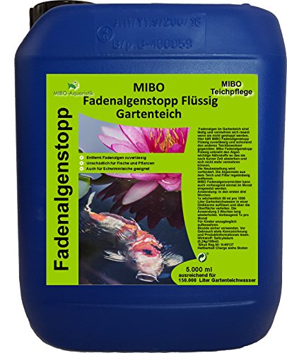 MIBO Fadenalgenvernichter Flüssig 5l für 150.000 Liter Teichwasser Fadenalgen Stopp von MIBO-Aquaristik
