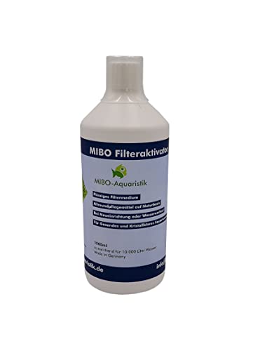 MIBO Filteraktivator 1000 ml Flasche inkl. Dosierbecher ausreichend für 10.000 L Wasser! Jetzt NEU! Jetzt für Kristallklares Wasser Sorgen! von MIBO-Aquaristik