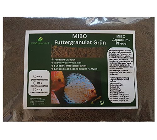 MIBO Hauptfutter Granulat Grün 250ml/125g Cichliden Bits für alle Zierfische im Aquarium von MIBO-Aquaristik