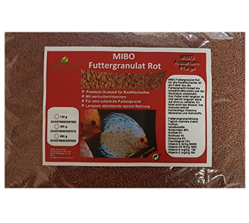 MIBO Hauptfutter Granulat Rot 1000ml / 500g Cichliden Bits für alle Zierfische im Aquarium von MIBO-Aquaristik