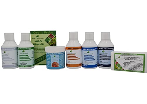 MIBO Pflegeeimer-mit 6 Top Pflegeprodukte á 250 ml inkl. Dosierhilfe Plus Scheibenreiniger Schwamm von MIBO-Aquaristik