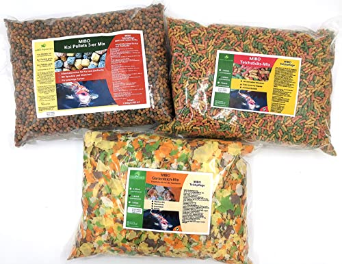 MIBO Teichfutter Set Angebot 3x5000ml - Koi Pellets 3-er Mix, Teichsticks-Mix & Gartenteich-Mix von MIBO-Aquaristik