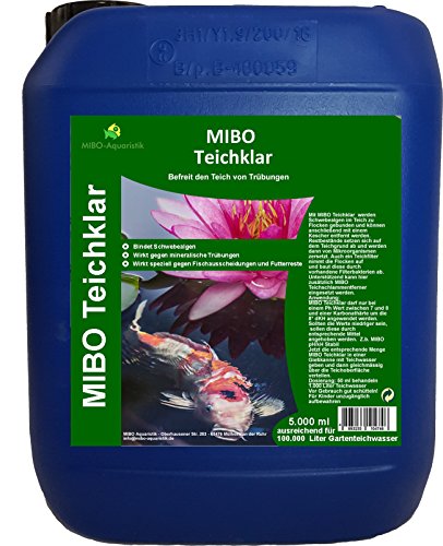 MIBO Teichklar Teichklärer 5.000 ml für 100.000 Liter gegen trübes und grünes Gartenteichwasser von MIBO-Aquaristik