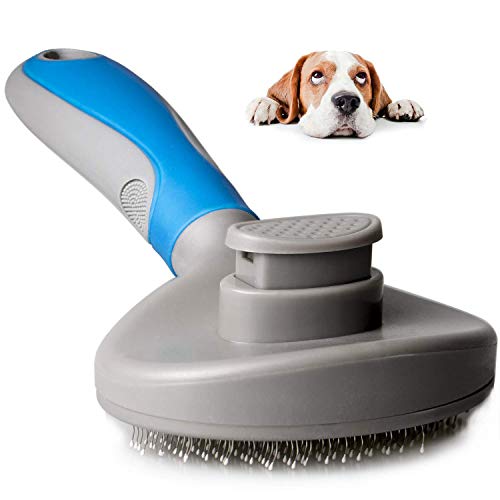 MICHETT Hundebürste & Katzenbürste mit Massage-Effekt Haustierkamm Fellpflege Bürste Unterwollbürste für Knoten Unterwolle Verfilzungen bei Hund und Katze auch für Pferde & Groß Tiere (Blau) MICHETT Hundebürste & Katzenbürste mit Massage-Effekt Haustierkamm Fellpflege Bürste Unterwollbürste für Knoten Unterwolle Verfilzungen bei Hund und Katze auch für Pferde & Groß Tiere (Blau) von MICHETT