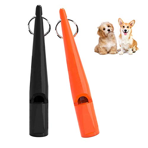 MICHETT Hundepfeife 2 Stücke Professionelle Ultraschall Trainingpfeife mit Schlüsselband Genormte Frequenz Ideal für die Hundeausbildung(Schwarz,Orange) von MICHETT