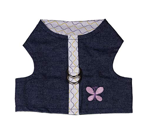 MICHI MICHI-SCPE04-L PETTORINA Jeans Flower Wave Harness L Hundegeschirr von MICHI