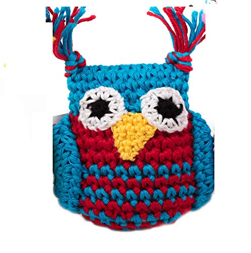 MICHI SC19 Crochet Toy Owl Blue and Red Gehäkeltes Hundespielzeug von MICHI