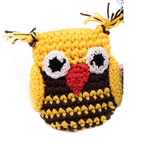 MICHI SC20 Crochet Toy Owl Yellow and Brown Gehäkeltes Hundespielzeug von MICHI