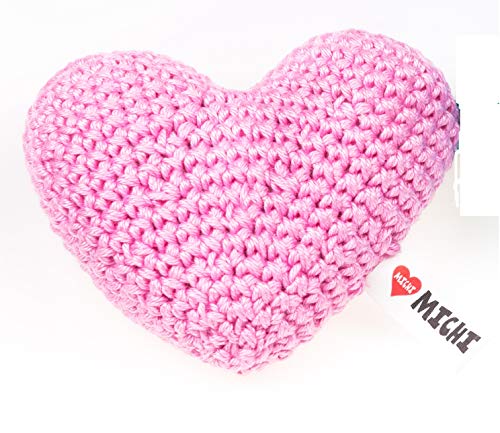 MICHI SC22 Crochet Toy Heart Pink Gehäkeltes Hundespielzeug von MICHI