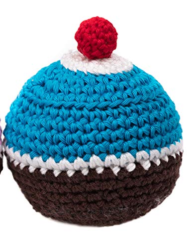 MICHI SC31 Crochet Toy Cupcake Blue and Brown Gehäkeltes Hundespielzeug von MICHI