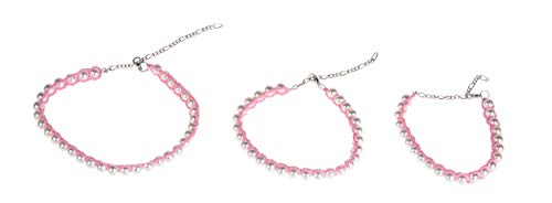 MICHI SC69 Crochet Necklace pink S 18-25 cm (7-10") Halskette für Hunde von MICHI