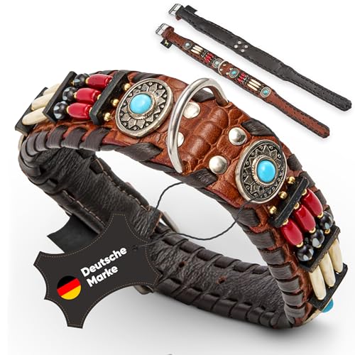MICHUR Carlota Halsband Indianer, Hundehalsband Leder Braun, Lederhalsband Hund, Halsband, MIT TÜRKISEN Steinen, in verschiedenen Größen erhältlich MICHUR Carlota Halsband Indianer, Hundehalsband Leder Braun, Lederhalsband Hund, Halsband, MIT TÜRKISEN Steinen, in verschiedenen Größen erhältlich von MICHUR OUR WORLD OF PETS FINEST