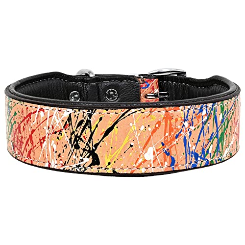 MICHUR Graphiti Braun Bunt gesprenkelt, Hundehalsband Leder, Lederhalsband Hund, Halsband, Leder, da Handgemacht, jedes Halsband EIN Unikat von MICHUR OUR WORLD OF PETS FINEST