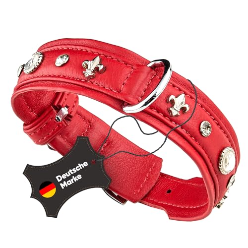 MICHUR Julieta Hundehalsband Leder, Lederhalsband Hund, Halsband, Rot, Leder, mit Lilien, Strasssteinen und großem Kristall MICHUR Julieta Hundehalsband Leder, Lederhalsband Hund, Halsband, Rot, Leder, mit Lilien, Strasssteinen und großem Kristall von MICHUR OUR WORLD OF PETS FINEST