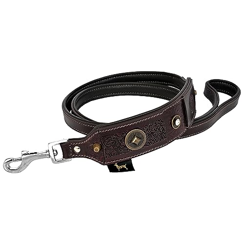MICHUR Maximus Leine Hundeleine Leder, Lederleine Hund, Leine, Schwarz Braun mit schönem Stanzmuster, Leder, 150cm, passendes Halsband Maximus ist separat erhältlich MICHUR Maximus Leine Hundeleine Leder, Lederleine Hund, Leine, Schwarz Braun mit schönem Stanzmuster, Leder, 150cm, passendes Halsband Maximus ist separat erhältlich von MICHUR OUR WORLD OF PETS FINEST