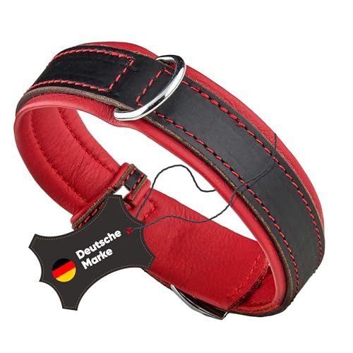 Michur Minimo Rot Hundehalsband Leder, Lederhalsband Hund, Halsband, Rot-Schwarz, Leder, in verschiedenen Größen erhältlich von MICHUR OUR WORLD OF PETS FINEST