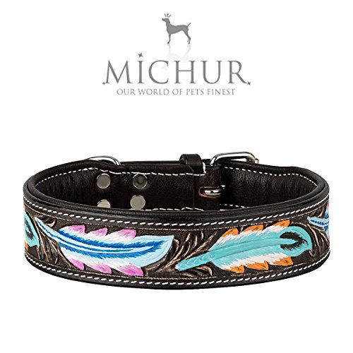 MICHUR Pietro Braun Schwarz mit Feder Muster, Hundehalsband Leder, Lederhalsband Hund, Halsband, Leder, in verschiedenen Größen erhältlich MICHUR Pietro Braun Schwarz mit Feder Muster, Hundehalsband Leder, Lederhalsband Hund, Halsband, Leder, in verschiedenen Größen erhältlich von MICHUR OUR WORLD OF PETS FINEST