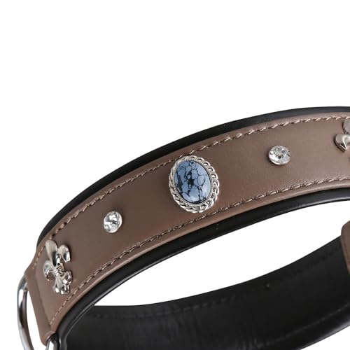 MICHUR Rodrigo Hundehalsband Leder, Lederhalsband Hund, Halsband, Braun-schwarz, Leder, mit Lilien, Strasssteinen und marmorierten Steinen MICHUR Rodrigo Hundehalsband Leder, Lederhalsband Hund, Halsband, Braun-schwarz, Leder, mit Lilien, Strasssteinen und marmorierten Steinen von MICHUR OUR WORLD OF PETS FINEST