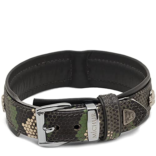 MICHUR Skully Camouflage camo Hundehalsband Leder, Lederhalsband Hund, Halsband, Schwarz Grün, Leder, mit Totenkopf Nieten, in verschiedenen Größen erhältlich MICHUR Skully Camouflage camo Hundehalsband Leder, Lederhalsband Hund, Halsband, Schwarz Grün, Leder, mit Totenkopf Nieten, in verschiedenen Größen erhältlich von MICHUR OUR WORLD OF PETS FINEST