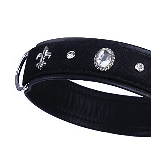 MICHUR Velvet Hundehalsband Leder, Lederhalsband Hund, Halsband, Schwarz, Leder, mit Lilien,Strasssteinen und großem Kristall, in verschiedenen Größen erhältlich MICHUR Velvet Hundehalsband Leder, Lederhalsband Hund, Halsband, Schwarz, Leder, mit Lilien,Strasssteinen und großem Kristall, in verschiedenen Größen erhältlich von MICHUR OUR WORLD OF PETS FINEST