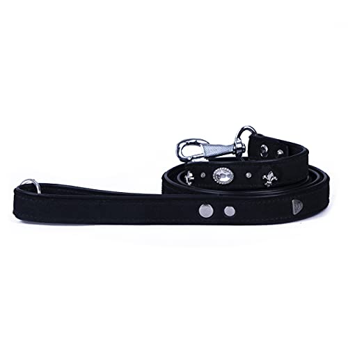 MICHUR Velvet Leine, Hundeleine Leder, Lederleine Hund, PASSEND ZUM Halsband Velvet, Schwarz, Leder, mit Lilien, Strasssteinen und großem Kristall MICHUR Velvet Leine, Hundeleine Leder, Lederleine Hund, PASSEND ZUM Halsband Velvet, Schwarz, Leder, mit Lilien, Strasssteinen und großem Kristall von MICHUR OUR WORLD OF PETS FINEST