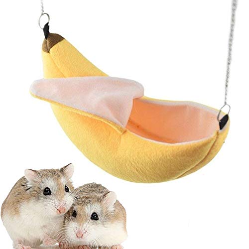 Bananenhaus Hamsterbett, Hängematte für Kleine Tiere Warmes Bett Haus Käfignest Hamster Zubehör für Zuckergleiter, Hamster, Kleine Vögel, Haustier von ISMARTEN