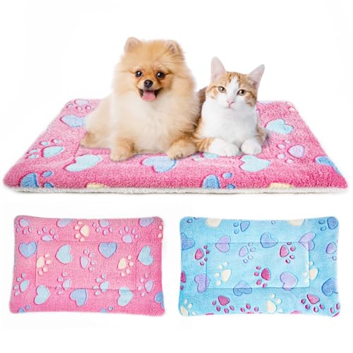 MICOOYO 2 Stück Hundekäfig Bett Matratze – Fleece Haustier Kissen Bett Matte Waschbar Katze Kissen Pad für kleine Hunde Katze Welpen (M) von MICOOYO