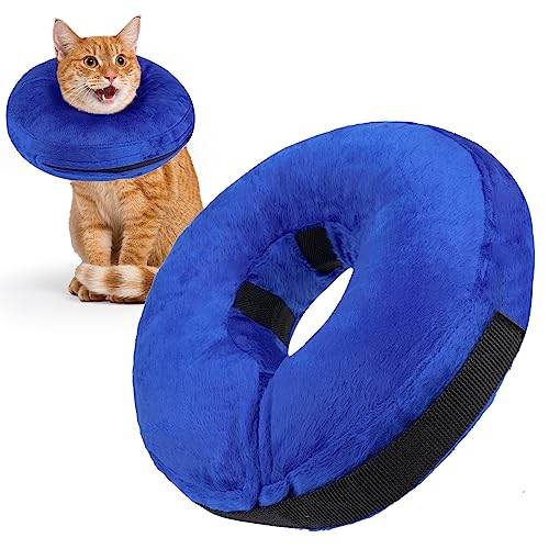 MICOOYO Aufblasbare Hunde-Genesungshalsbänder, schützendes Donut-Kegelhalsband, verstellbare Halsbänder für Hunde und Katzen (blau, M) von MICOOYO