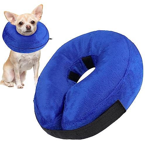 MICOOYO Aufblasbare Hunde-Genesungshalsbänder, schützendes Donut-Kegelhalsband, verstellbare Halsbänder für Hunde und Katzen (blau, S) von MICOOYO