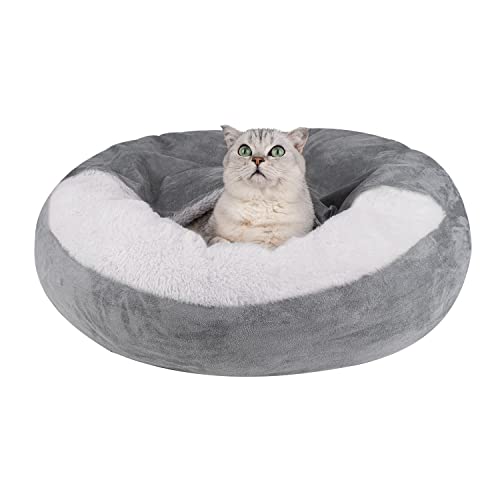 MICOOYO Hundebett mit Kapuze, klein, gemütlich, Donut-Hundedecke, Bett für Hunde, klemmendes Haustier-Höhlenbett für Katzen, Welpen (klein, grau) von MICOOYO