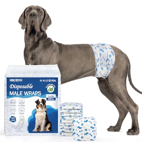 MICOOYO Einweg-Hunde-Bauchbänder für männliche Hunde, Größe L, 20 Stück von MICOOYO