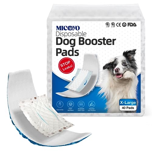 MICOOYO Einweg-Hundewindeleinlagen – Hunde-Booster-Pads für männliche und weibliche Hunde, super saugfähige Perioden-Hundeeinlagen, Pads passen für die meisten Hundewindeln (XL-40) von MICOOYO