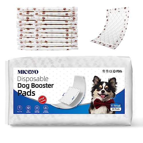 MICOOYO Einweg-Hundewindeleinlagen – Hunde-Booster-Pads für männliche & weibliche Hunde, super saugfähige Perioden-Hundeeinlagen, Pads passen für die meisten Hundewindeln (ohne auslaufsicheren Schutz, XS-50) von MICOOYO