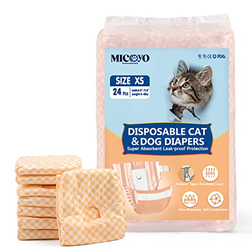 MICOOYO Einweg-Windeln für Welpen und Katzen – Super saugfähige Haustierwindeln für kleine Katzen und Hündinnen, Einweg-Katzenwindelhose für Frauen in Wärme (Orange, XS, 24 Stück) von MICOOYO