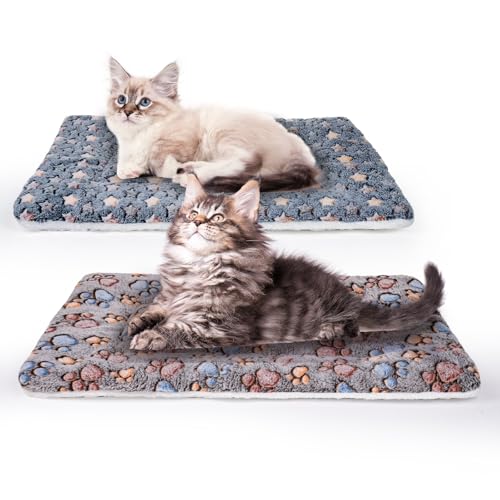 MICOOYO Hundematratze, Fleece, waschbar, Katzenkissen für kleine Hunde, Katzen, Welpen, 2 Stück (Fußabdruck ☆ 61 x 41 cm) von MICOOYO