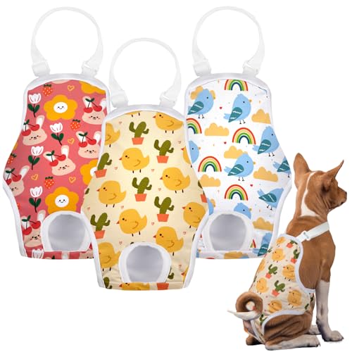 MICOOYO Hundewindel, Einteiler, Sanitärhöschen, Wiederverwendbare Hundewindeln für Hunde Welpen, waschbare Hundehose mit verstellbarem Hosenträger, Aniamls, L von MICOOYO