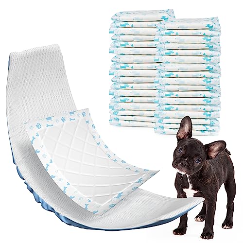 MICOOYO Hundewindeleinlagen, Hundewindelunterlagen, Einweg-Hunde-Booster-Pads für Hunde, Bauchband, Hundewindeleinlagen für männliche Hunde (Blau, M, 100 Stück) von MICOOYO