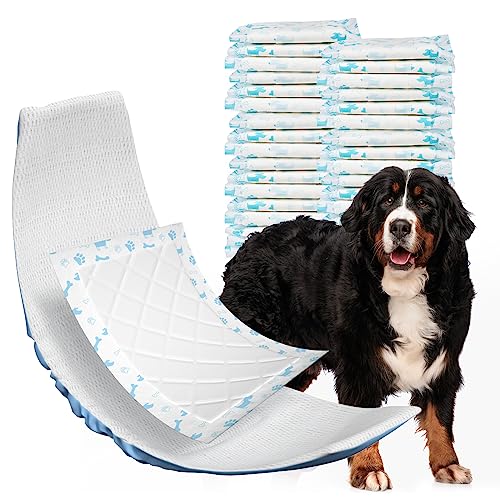 MICOOYO Hundewindeleinlagen, Hundewindelunterlagen, Einweg-Hunde-Booster-Pads für Hunde, Bauchband, Hundewindeleinlagen für männliche Hunde (Blau, XL, 25 Stück) von MICOOYO