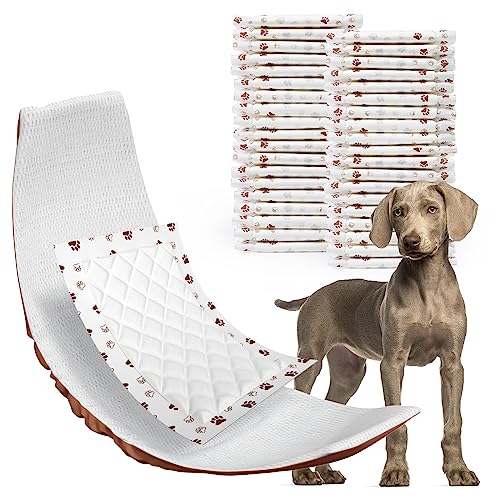 MICOOYO Hundewindeleinlagen, Hundewindelunterlagen, Einweg-Hunde-Booster-Pads für Hunde, Bauchband, Hundewindeleinlagen für männliche Hunde (Pfoten, L, 25 Stück) von MICOOYO