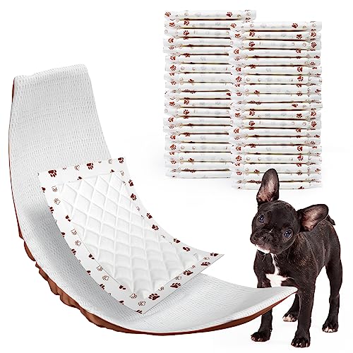 MICOOYO Hundewindeleinlagen, Hundewindelunterlagen, Einweg-Hunde-Booster-Pads für Hunde, Bauchband, Hundewindeleinlagen für männliche Hunde (Pfoten, M, 100 Stück) von MICOOYO