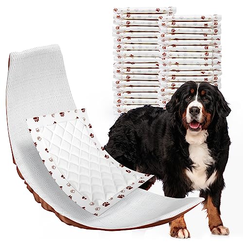 MICOOYO Hundewindeleinlagen, Hundewindelunterlagen, Einweg-Hunde-Booster-Pads für Hunde, Bauchband, Hundewindeleinlagen für männliche Hunde (Pfoten, XL, 25 Stück) von MICOOYO