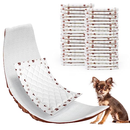 MICOOYO Hundewindeleinlagen, Hundewindelunterlagen, Einweg-Hunde-Booster-Pads für Hunde, Bauchband, Hundewindeleinlagen für männliche Hunde (Pfoten, XS, 100 Stück) von MICOOYO