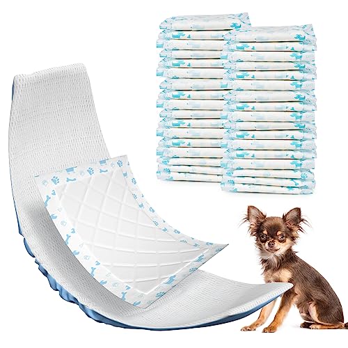 MICOOYO Hundewindeleinlagen, Hundewindelunterlagen, Einweg-Hunde-Booster-Pads für Hunde, Bauchband, Hundewindeleinlagen für männliche Hunde (blau, XS, 100 Stück) von MICOOYO