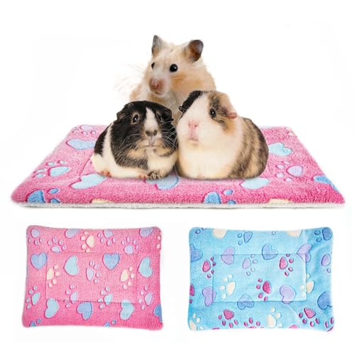 MICOOYO Kleintier-Bettmatte, Flauschiges Fleece, Kaninchenbett, Haustierunterlage, Matte für Kaninchen, Meerschweinchen, Eichhörnchen, Hamster, 2 Stück (XS) von MICOOYO