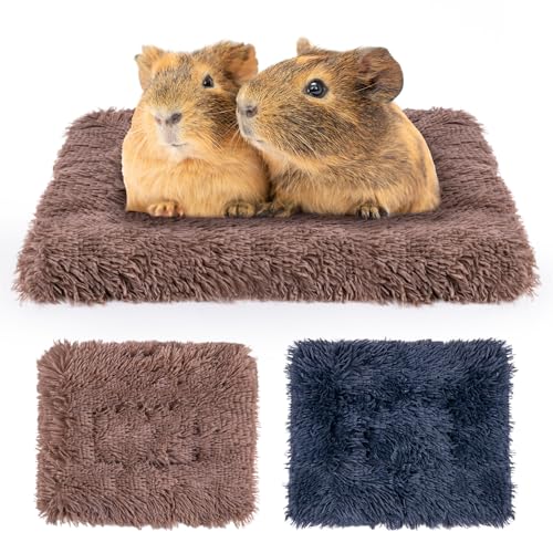 MICOOYO Kleintier-Bettmatte – flauschiges Fleece-Kaninchenbett, Haustierunterlage für Kaninchen, Meerschweinchen, Eichhörnchen, Hamster (Grau und Braun, XS) von MICOOYO