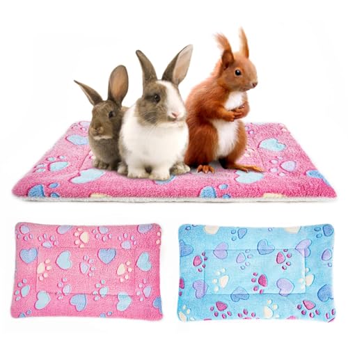 MICOOYO Meerschweinchen-Bettmatte, flauschiges Kaninchenbett, Fleece-Bettmatratzen für Kaninchen, Ratten, Igel, Chinchilla, Hamster (49 x 32 cm), 2 Stück von MICOOYO