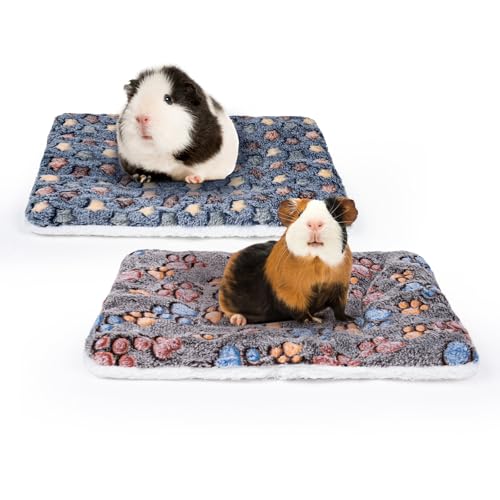 MICOOYO Kleintier-Bettmatte, flauschiges Fleece, Kaninchenbett, Haustierunterlage für Kaninchen, Meerschweinchen, Eichhörnchen, Hamster (Fußabdruck ☆ 31 x 24,9 cm), 2 Stück von MICOOYO