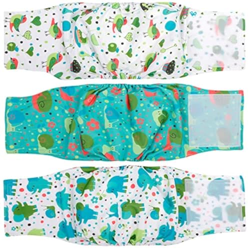 MICOOYO Waschbare Bauchbinden für Rüden | Wiederverwendbare Hundewindeln | Saugfähige Hundewickel mit verstellbarem Verschluss - Medium (3er-Pack, Elefanten, Schnecken und Vögel) MICOOYO Waschbare Bauchbinden für Rüden | Wiederverwendbare Hundewindeln | Saugfähige Hundewickel mit verstellbarem Verschluss - Medium (3er-Pack, Elefanten, Schnecken und Vögel) von MICOOYO