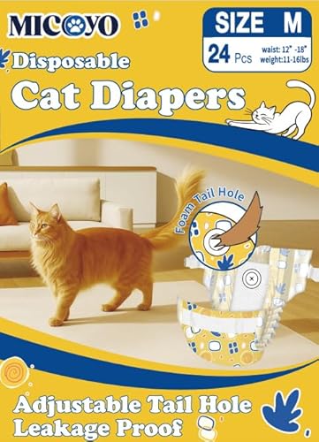 MICOOYO Wegwindeln für Katzen (M, Count, 24) von MICOOYO